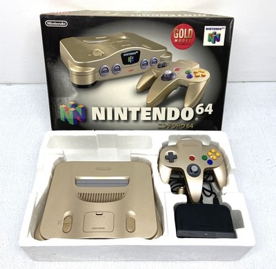 Nintendo 64 Gold Limited Edition Console NUS-001 Set Tested Working Japan N64