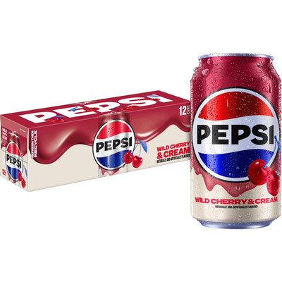 Pepsi Wild Cherry & Cream Soda 12 fl oz Cans Pack of 12 Refreshing Drink