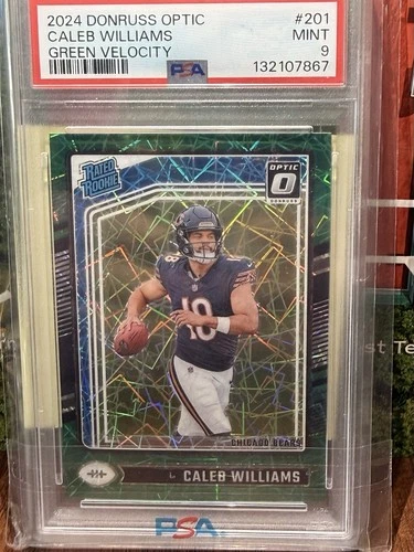 Panini 2024 Donruss Optic Caleb Williams #201 Green Velocity Prizm PSA 9