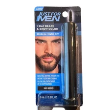 New Just For Men 1 Day Beard & Brow Color Dark Brown Brush-In Wash-Out 0.3oz