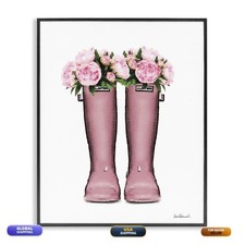 Stupell Industries Pink Peonies Bouquet Fashion Rainboots Chic Glam Florals
