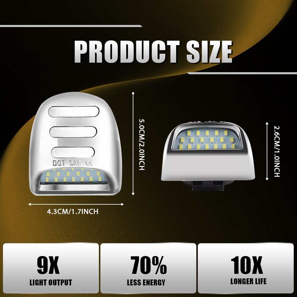 For 99-13 Chevy Silverado Avalanche Chrome LED License Plate Light Housing