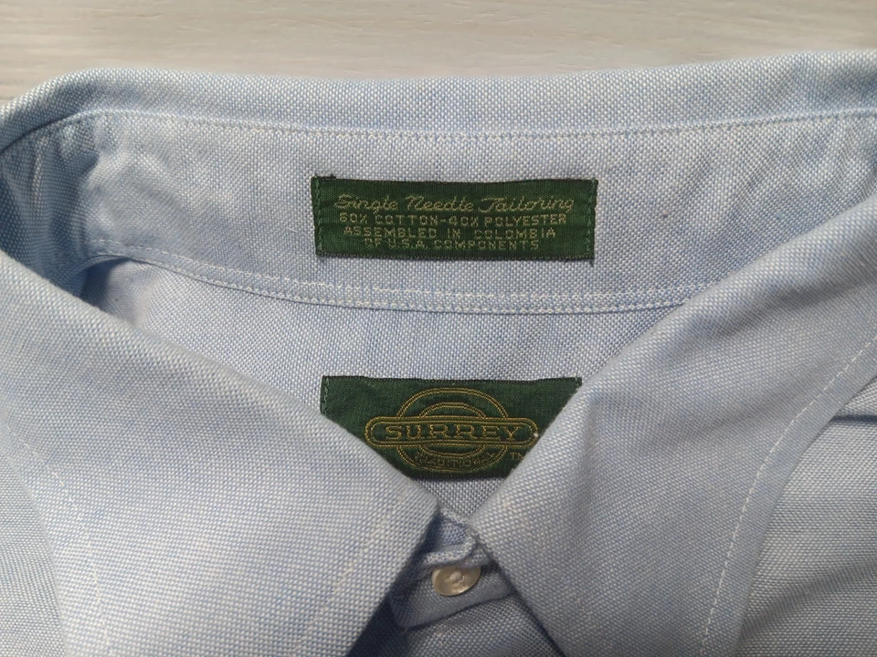 Oxford vintage Surrey 17 (34/35) azul con botones manga larga aguja única  Foto 4 de 4