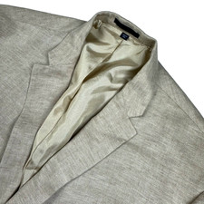 Jos A. Bank 1905 Men's Linen Blend Blazer Jacket Beige Herringbone 46R