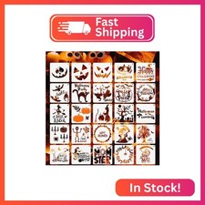 25 Pcs Halloween Stencils Reusable, 6x6 Halloween Stencils for Painting on Wood,