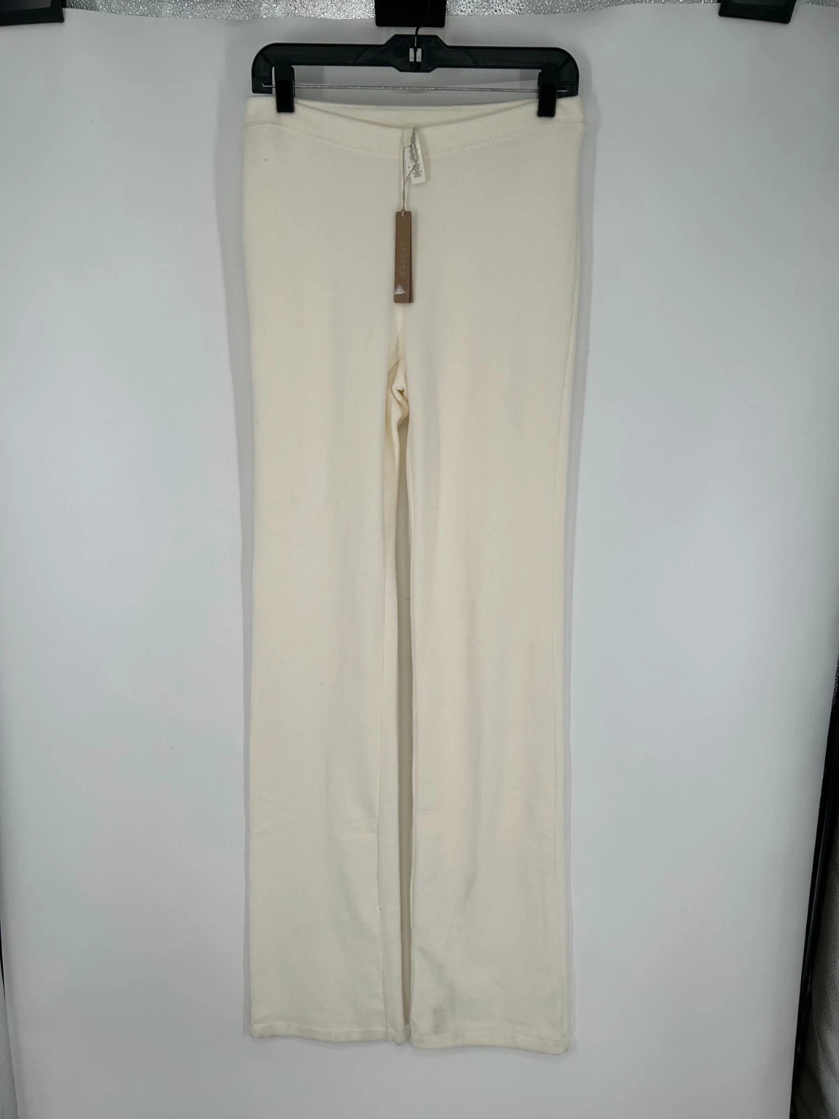 SKIMS Fleece Lounge Pants Womens Large Ecru Straight Leg Fit Cream Sweatpants