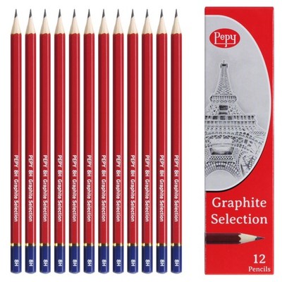 Pepy Graphite Professional Drawing Pencils - Set 1 Count (Pack of 12), Black 