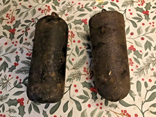 Antique Cast Iron Longcase  Clock Weights, 3.5lb and 3.75lb
