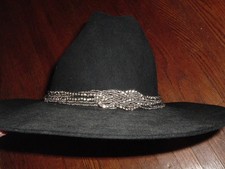 Silver Black Hematite Beaded Mens Stretch Hatband