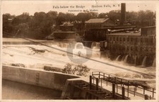 1910 Falls Under Bridge Hudson Falls NY NUEVA YORK SANDY HILL RPPC postal copia