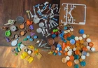 Vintage lot playmobil dishes kitchen cups plates chrome silver silverware food