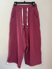 Labijou NWT Harem Crop Sweatpants Women’s S Pink Pull On Drop Crotch Drawstrings
