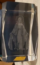 Divine Mother Mary Laser Etched Paperweight Crystal With Box
