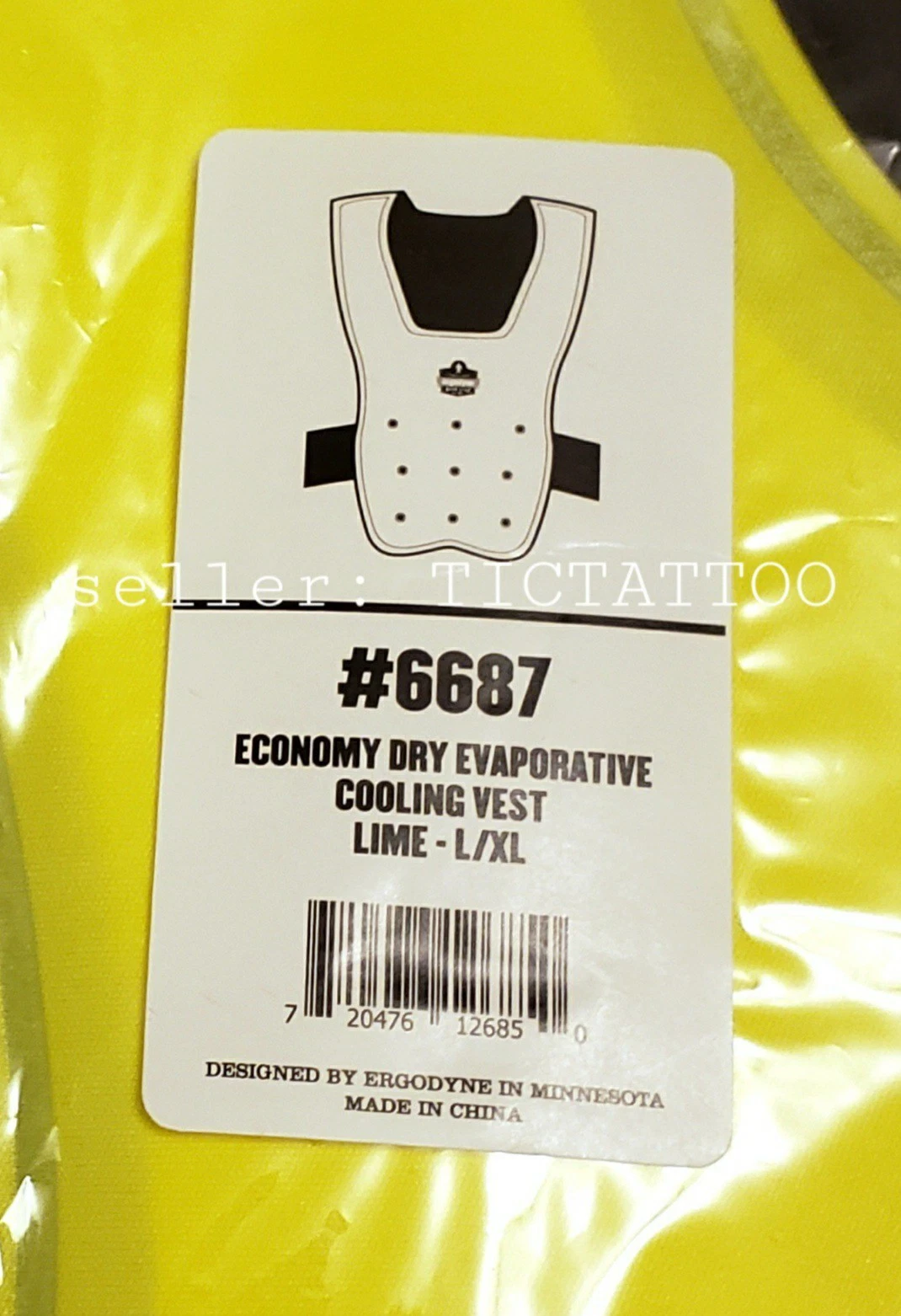 🔥ERGODYNE Unisex Dry Evaporative COOLING VEST L/XL Elastic Waist Nylon Lime NEW - product detail image 2