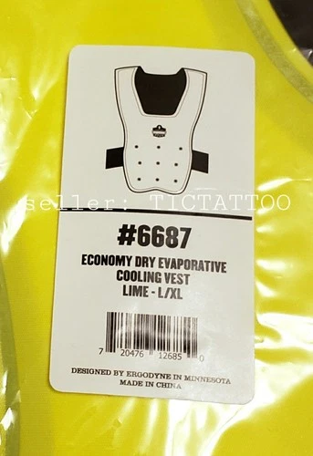 🔥ERGODYNE Unisex Dry Evaporative COOLING VEST L/XL Elastic Waist Nylon Lime NEW image 2