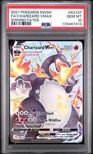 2021 POKEMON SWORD & SHIELD SHINING FATES #SV107 FULL ART/CHARIZARD VMAX PSA 10
