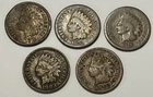 1875 1876 1878 1885 1903 Indian Head Penny Cent 5 Coins