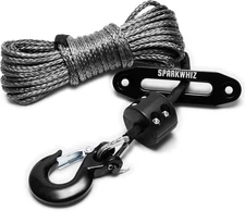SPARKWHIZ Synthetic Winch Rope Kit 1/4" x 50ft 8200 LBS G70 Hook For ATV UTV SUV