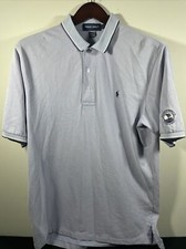 Pebble Beach Blue Polo Golf Shirt Performance Short Sleeve Size MENS Size L