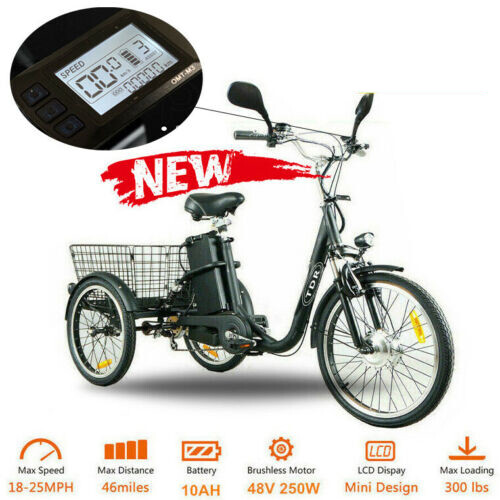 Black Electric 3Wheel Tricycle ETrike 