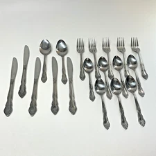 Dream Rose Rogers Stanley Roberts Floral 19 Pc Set Stainless Flatware Korea..