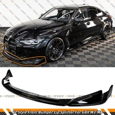 For 2021-25 BMW G80 M3 G82 G83 M4 V2 Style Gloss Black Front Bumper Lip Splitter