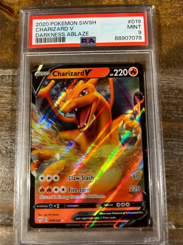 POKEMON 2020 Darkness Ablaze CHARIZARD V SWSH #019 PSA 9 Mint RARE 3