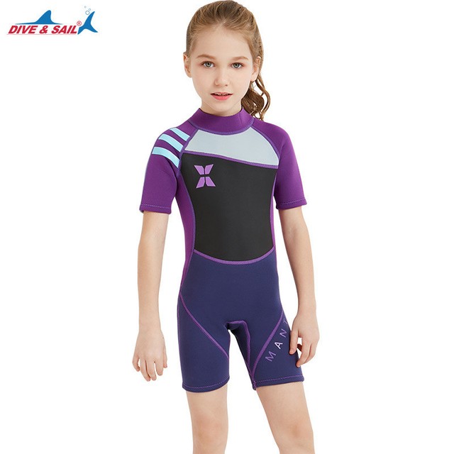 2.5mm Neoprene Kids Wetsuit Surf Dive Short Sleeved Wet Suit Girls 1 piece wear eBay