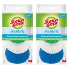 Scotch-Brite Non-Scratch Plastic 6 Scrubbing Pads Clean Dishes No Scratch Safe