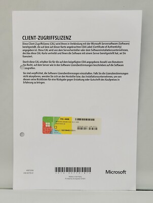 5 User / Benutzer Clients für Microsoft Windows Server 2016 Standard/Datacenter