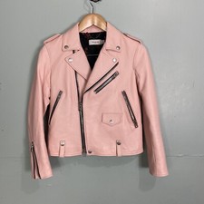 Coach 1941 Leather Pink Biker Jacket Sz 2 Zip Up Moto
