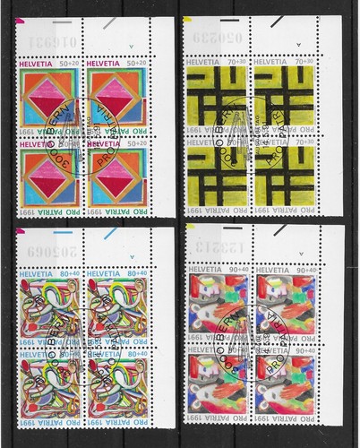 (158) Schweiz 1991 Kunst Mi.Nr. 1446/49 kpl. 4er Blocksatz gestempelt