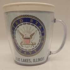 Vintage US NAVY Coffee Cup Great Lakes Illinois Plastic Made in USA