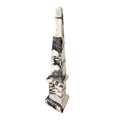 Classic Obelisk In Calacatta Vagli Marble Table Sculpture H 56CM