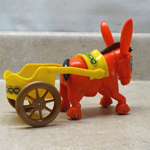 Vintage Mule Donkey N Cart Windup Toy + Box, Plastic Wind-Up Toy 6" - Imagen 5 de 8