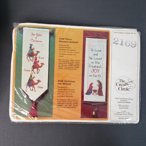 Vtg 80s Sealed Christmas Counted Cross Stitch Kit 3 Wise Men Bell Pull 2169 - Picture 2 of 5