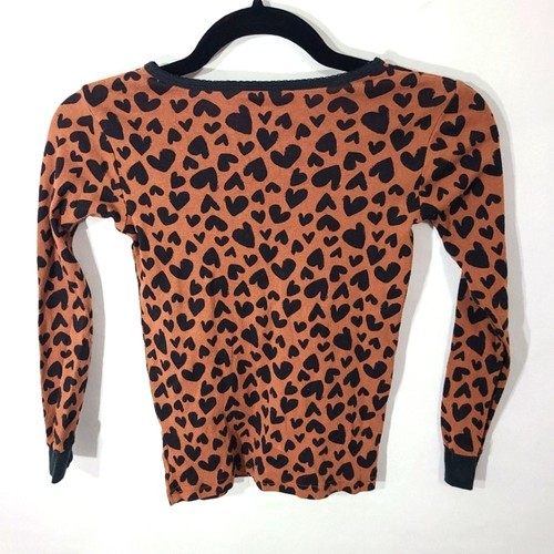 Carter's Kids Girls Size 10/10A Brown and Black 2-Piece PJ Set with Hearts - Picture 3 of 8