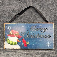 Light up Merry Christmas Sign Snowman Snowflakes Cardinal LED Illuminated Decor
