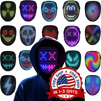 Máscara Led Aterradora Con Modos De Iluminación Disfraz Cosplay Fiesta Mascarada