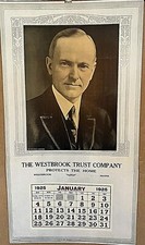 CALVIN COOLIDGE INSANELY RARE ORIG. 1925 OVER-SIZED SALEMAN'S SAMPLE CALENDER!!!