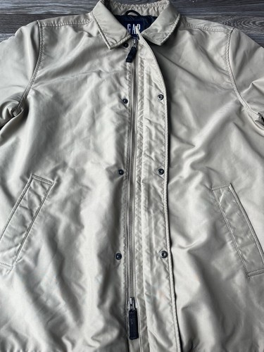 Gap Rain Trench Coat Quilted Lining Full Zip 3/4 Length Mens Medium Tan Gorpcore - Picture 8 of 16