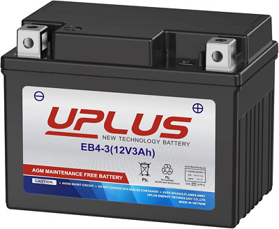 UPLUS YTX4L-BS Motorcycle Battery, EB4-3 12V 3Ah SLA Batteries Maintenance Free 