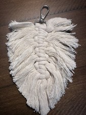 NEW Macrame Feather Keychain/Purse Charm / Macrame Leaf/ Boho/ Bag Charm Ivory