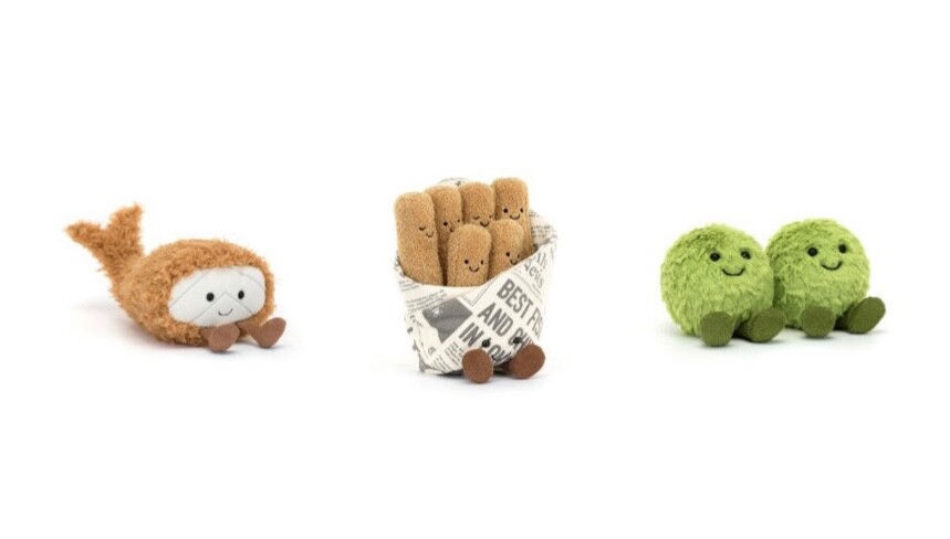 London Jellycat Fish and Chips & friends (full set) from