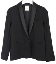 SANDRO Nesrine Blazer Women's EU 36 Tuxedo Wool Blend Shawl Lapel Black