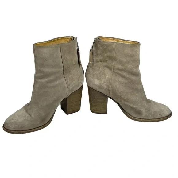 Rag & Bone Boots Ashby Suede Ankle Size 37 1/2 US 7.5 Leather Back Zipper Stone - Image 4 of 4