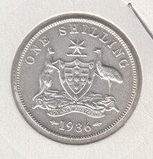 Coin Australia 1937 silver 1/- shilling in almost uncirculated condition