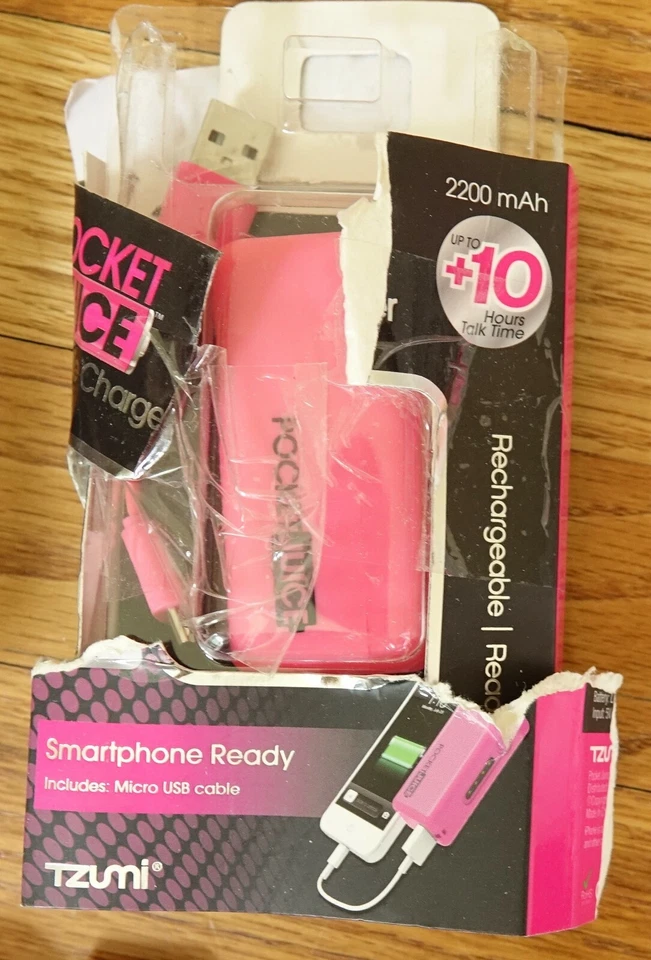 Tzumi Pocket Juice 2200mAh Rechargeable Power Bank w/Included USB Cable Pink - Image 2 of 2