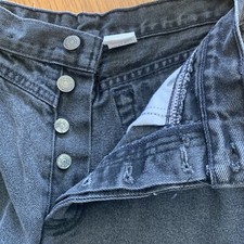 Vintage 80s Levis Button Fly Faded Black Wash Made In USA Denim Jeans 26x28 Sz 7