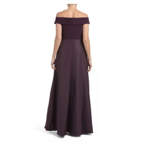 Adrianna Papell Womens 8 Currant Purple Off The Shoulder Long Gown Dress NWTDA31 - Picture 2 of 3
